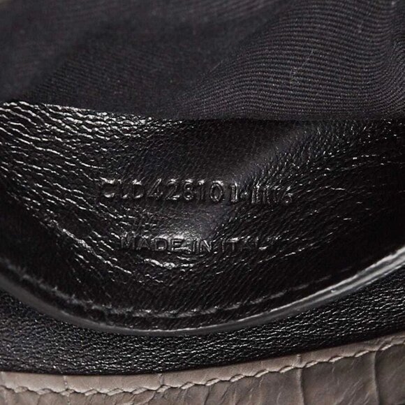 Yves Saint Laurent Grey Croc Embossed Leather Monogram Medium College Bag - Picture 10 of 12